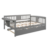 LUSPAZ Full Size Day Bed Platform with Trundle