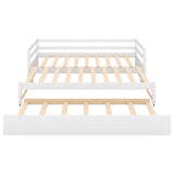 3-Person Pine Wood Trundle Day Bed with Headboard