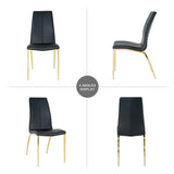 Luxurious Set of 4 Dining Chairs with Gold Metal Legs