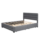 LUSPAZ Queen Bed Frame with Trundle & Storage Drawers - Upholstered Extendable Bed