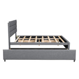 LUSPAZ Queen Bed Frame with Trundle & Storage Drawers - Upholstered Extendable Bed