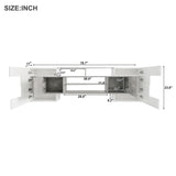 80" Unique Shape TV Stand with Lit Glass Shelves & Color Changing LEDs