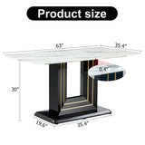 Modern Minimalist White Marble Dining Table with Silver Legs