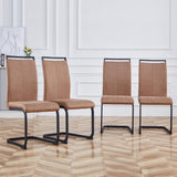 Modern PU Leather Dining Chairs Set with High Back & Metal Legs