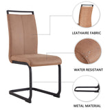 Modern PU Leather Dining Chairs Set with High Back & Metal Legs