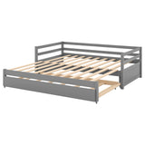 3-Person Pine Wood Trundle Day Bed with Headboard