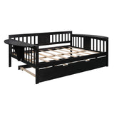 LUSPAZ Full Size Day Bed Platform with Trundle