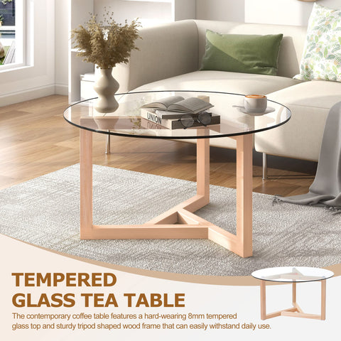 Modern Coffee Table with Tempered Glass Top