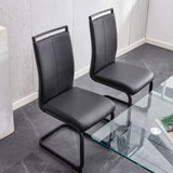 Modern PU Leather Dining Chairs Set with High Back & Metal Legs