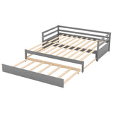 3-Person Pine Wood Trundle Day Bed with Headboard