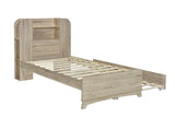 Twin Size Wooden Storage Bed with Light Strip Headboard & Drawers