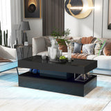 LED Center Coffee Table with Colorful Lights - Modern Living Room Furniture