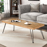 Rustic Wood Coffee Table with Metal Hairpin Legs