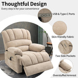 LUSPAZ Large Lift Recliner for Elderly -Massage, Heat, USB Ports