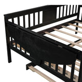 LUSPAZ Full Size Day Bed Platform with Trundle