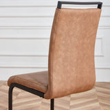 Modern PU Leather Dining Chairs Set with High Back & Metal Legs