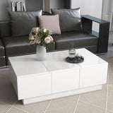 Modern White Coffee Table with Hidden Storage