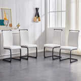 Modern PU Leather Dining Chairs Set with High Back & Metal Legs