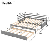 3-Person Pine Wood Trundle Day Bed with Headboard