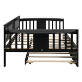 LUSPAZ Full Size Day Bed Platform with Trundle