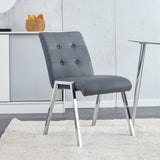 LUSPAZ Grey Tufted Faux Leather Dining Chairs Set - 2 Pack