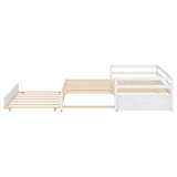 3-Person Pine Wood Trundle Day Bed with Headboard