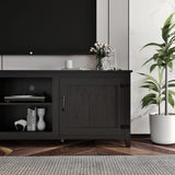 Black TV Stand with Storage, Entertainment Center & Doors