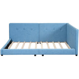 Blue Upholstered Tufted Platform Bed