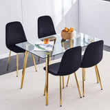 Modern Velvet Dining Chairs Set of 4 in Golden Metal Legs