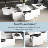 Modern White Coffee Table with Hidden Storage