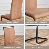 Modern PU Leather Dining Chairs Set with High Back & Metal Legs