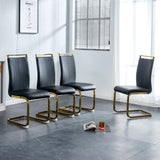 Elegant Black Dining Chairs with Golden Legs