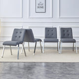 LUSPAZ Grey Tufted Faux Leather Dining Chairs Set - 2 Pack