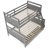 LUSPAZ Twin/Full Bunk Bed with Storage & Safety Guardrail