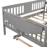 LUSPAZ Full Size Day Bed Platform with Trundle