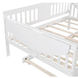 LUSPAZ Full Size Day Bed Platform with Trundle