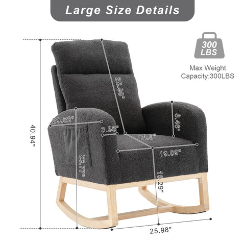 Modern Nursery Glider Rocking Chair with Side Pocket - Dark Green