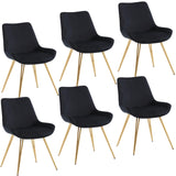 Modern Velvet Dining Chairs Set of 4 in Golden Metal Legs