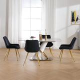 Modern Velvet Dining Chairs Set of 4 in Golden Metal Legs