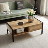 Rustic Wood Coffee Table with Metal Hairpin Legs