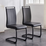 Modern PU Leather Dining Chairs Set with High Back & Metal Legs