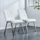 LUSPAZ Grey Tufted Faux Leather Dining Chairs Set - 2 Pack