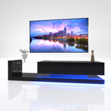 LED TV Stand with RGB Lights & Storage , Modern Entertainment Center - Black.