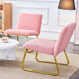 Modern Gold Leg Accent Chair - Comfy Fabric Upholstery