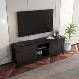 Black TV Stand with Storage, Entertainment Center & Doors