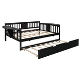 LUSPAZ Full Size Day Bed Platform with Trundle