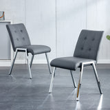 LUSPAZ Grey Tufted Faux Leather Dining Chairs Set - 2 Pack