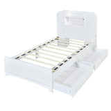 Twin Size Wooden Storage Bed with Light Strip Headboard & Drawers