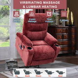 Electric Power Lift Recliner Chair with Massage & Heat - Red