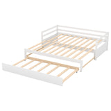 3-Person Pine Wood Trundle Day Bed with Headboard